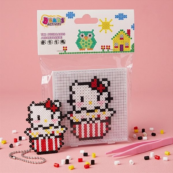 Kit de Miçangas para Pixel Art - Perler Bead - Gatinha com Laço - 1 unidade - Rizzo