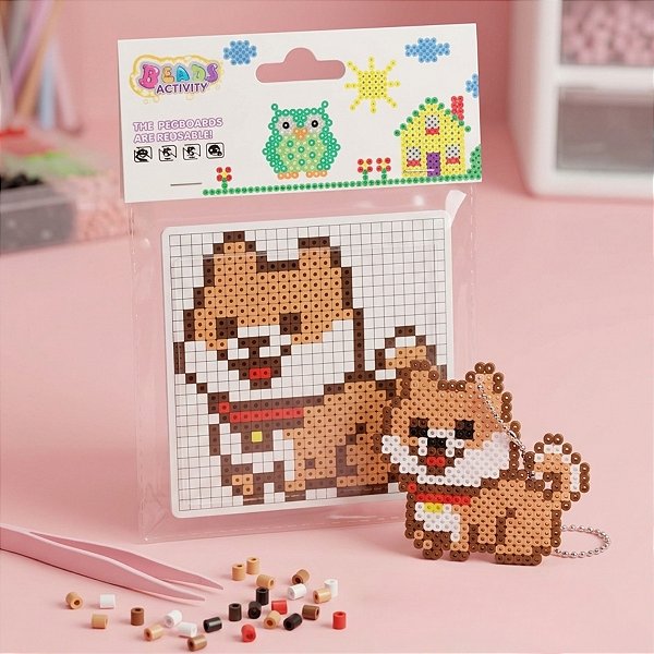 Kit de Miçangas para Pixel Art - Perler Bead - Cachorro Corgi - 1 unidade - Rizzo