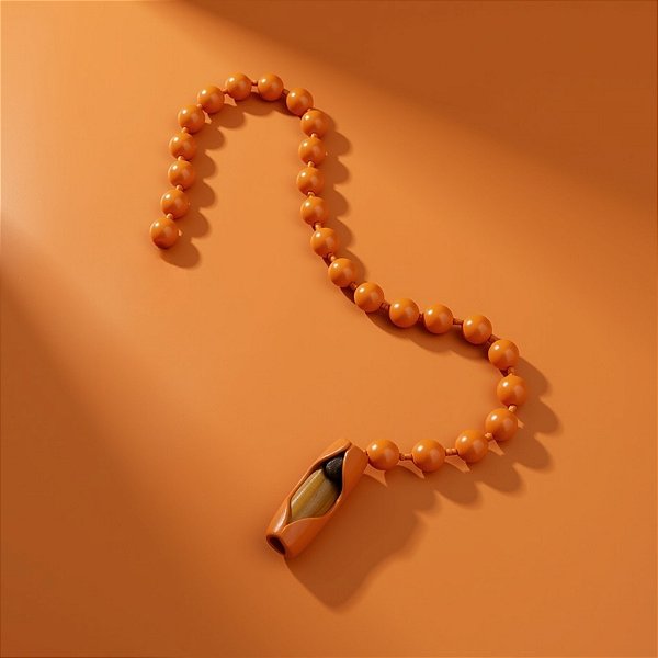 Corrente de Bolinha para Chaveiro com Canoa - Laranja - 10cm - 10 unidades - Rizzo