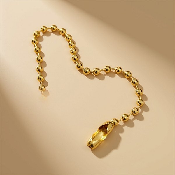 Corrente de Bolinha para Chaveiro com Canoa - Dourado - 10cm - 10 unidades - Rizzo