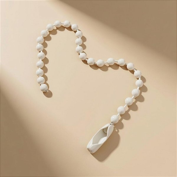 Corrente de Bolinha para Chaveiro com Canoa - Branco - 10cm - 10 unidades - Rizzo
