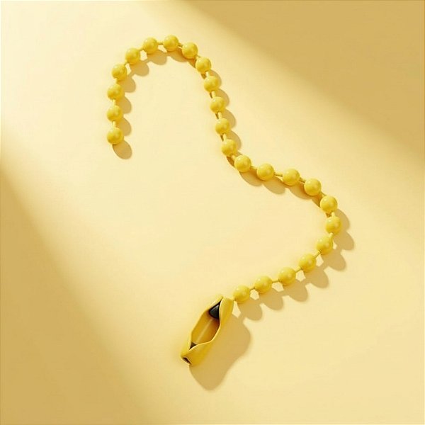Corrente de Bolinha para Chaveiro com Canoa - Amarelo - 10cm - 10 unidades - Rizzo