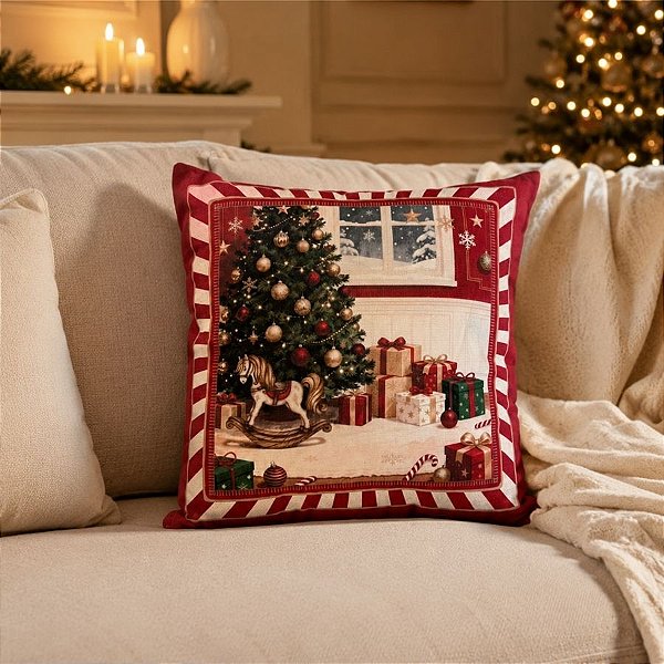 Almofada de Natal - Árvore de Natal com Presentes - 43x43cm - 1 unidade - Rizzo
