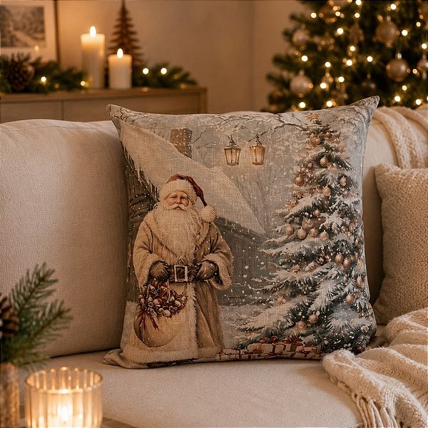 Almofada de Natal - Papai Noel Neve - 43x43cm - 1 unidade - Rizzo