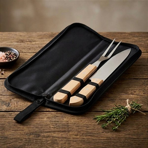 Kit De Churrasco Com 2 Peças em Aço Inox Com Estojo - 1 unidade - Rizzo