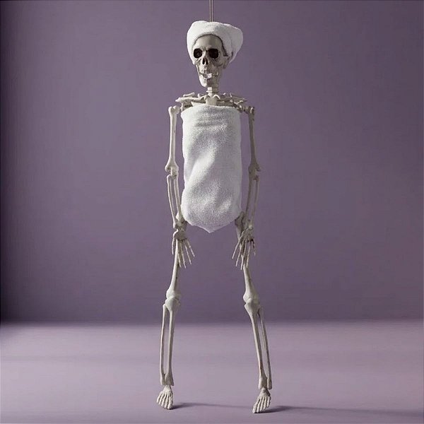 Enfeite Decorativo de Halloween Para Pendurar - Caveira de Toalha - 40cm - 1 unidade - Cromus - Rizzo