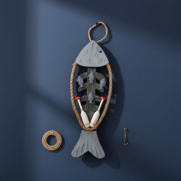 Enfeite Decorativo Para Pendurar - Pendente de Peixe com Remos - 33x12,5cm - 1 unidade - Rizzo