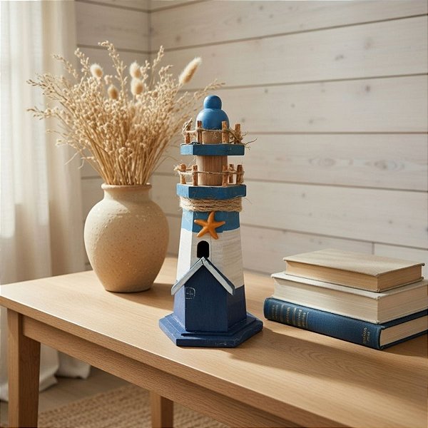 Enfeite Decorativo de Madeira - Farol Casinha 20x9cm - 1 unidade - Rizzo