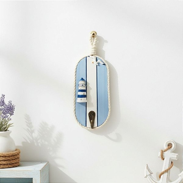 Enfeite Decorativo de Madeira - Pendente Nautico com Gancho Farol - 15x7,5cm - 1 unidade - Rizzo