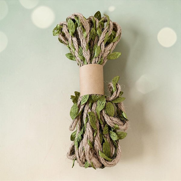 Fio Decorativo Juta com Folhas - 15 metros - 1 unidade - Rizzo