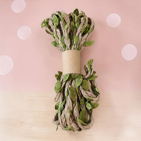 Fio Decorativo Juta com Folhas - 9 metros - 1 unidade - Rizzo