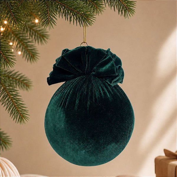 Bola de Natal Grande - Veludo Verde - 25cm - 1 unidade - Rizzo