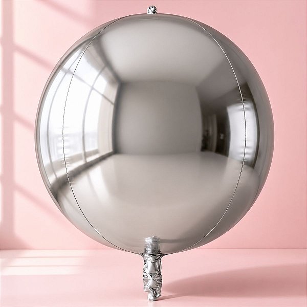 Balão de Festa Metalizado 60" 143cm - Orbz Prata - 10 unidades - Rizzo