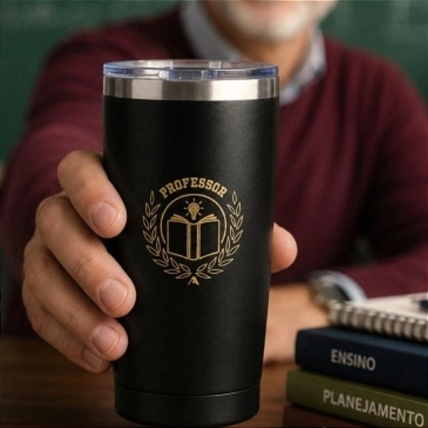 Copo Térmico em Inox com Tampa - Long Drink Professor - 600ml - 1 unidade - Allmix Presentes - Rizzo