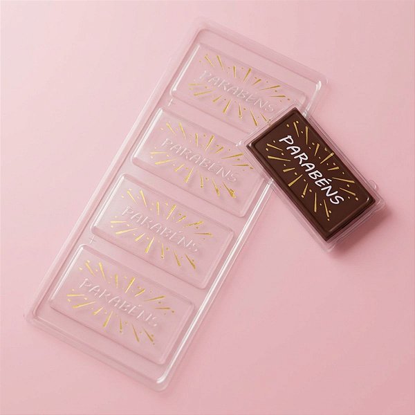 Blister Decorado com Transfer Para Chocolate - Tablete Parabéns - BL018901 - 1 un - Stalden - Rizzo