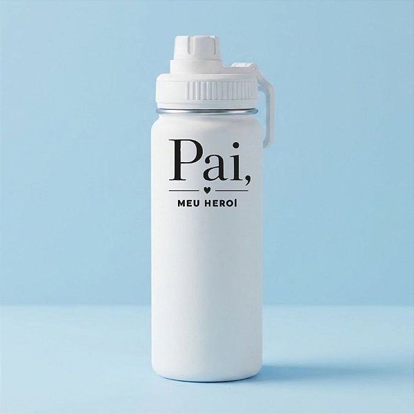 Garrafa Térmica Personalizada Pai Herói - Branca - 500mL - 1 unidade - Rizzo