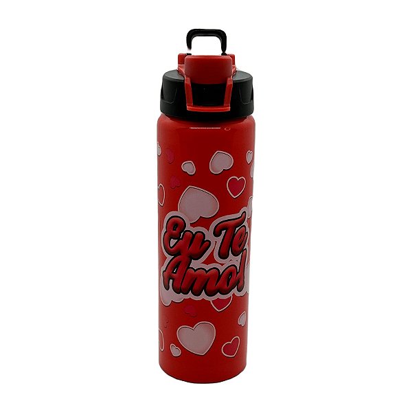 Garrafa Vermelha de Alumínio - Eu Te Amo - 600ml - 1 unidade - Rizzo
