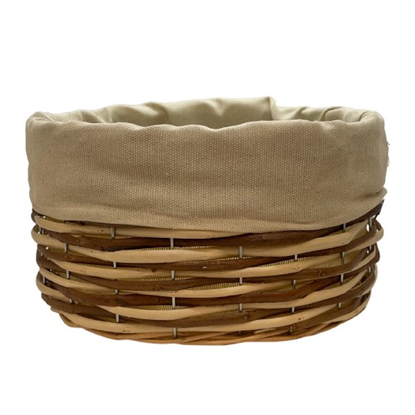 Cesta Oval com Tecido G - Bege - 30x24x17cm - 1 unidade - Rizzo