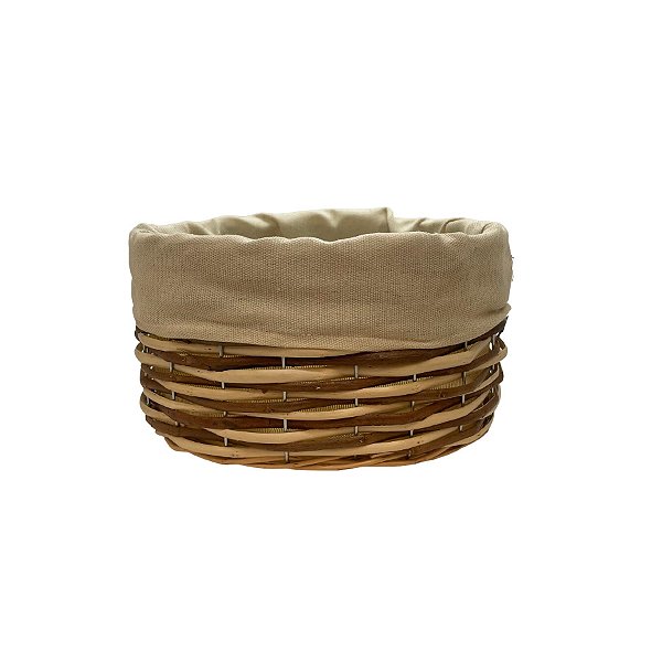 Cesta Oval com Tecido P - Bege - 21x15x13cm - 1 unidade - Rizzo