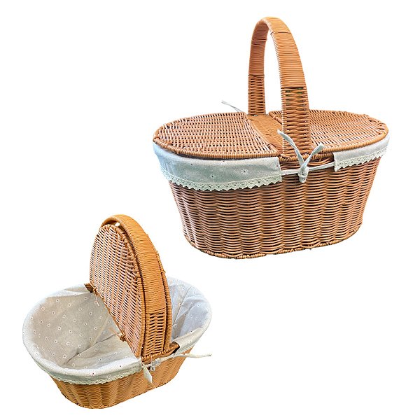 Cesta de Pic Nic 2 aberturas - 20x44x30cm - 1 unidade - Rizzo