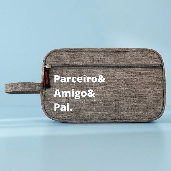 Necessaire Masculina Personalizado Pai Amigo - Cinza - 25,5x9,5x15,5cm - 1 unidade - Rizzo