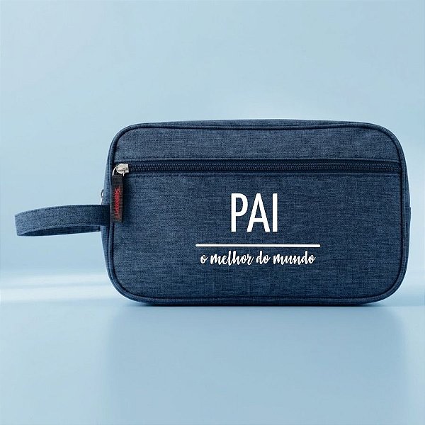Necessaire Masculina Personalizado Melhor Pai - Azul - 25,5x9,5x15,5cm - 1 unidade - Rizzo