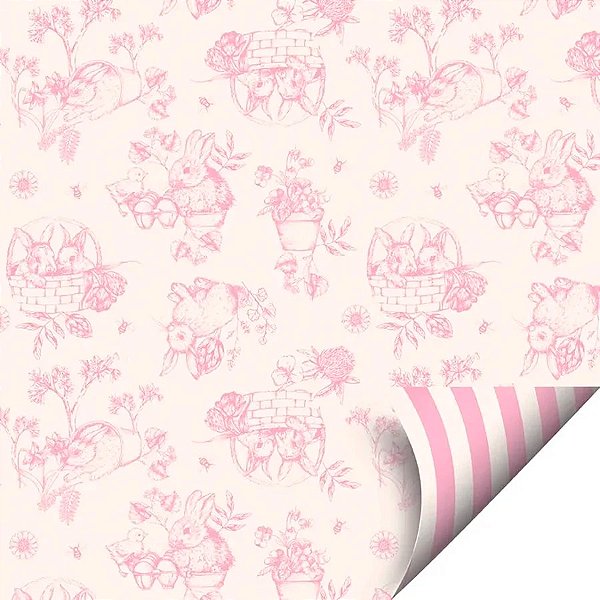 Folha para Ovos de Páscoa Double Face Clássico Francês Rosa 69x89cm - 25 unidades - Cromus - Rizzo