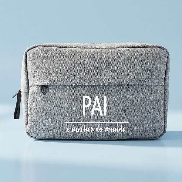 Necessaire Masculina Personalizado Melhor Pai - Cinza - 23x15x7cm - 1 unidade - Rizzo