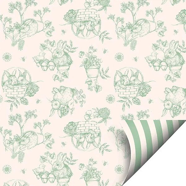 Folha para Ovos de Páscoa Double Face Clássico Francês Verde 69x89cm - 25 unidades - Cromus - Rizzo