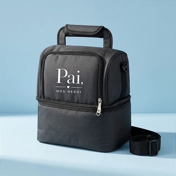 Bolsa Térmica Lancheira 7L Personalizado Pai Herói - Preto - 28x37x21cm - 1 unidade - Rizzo