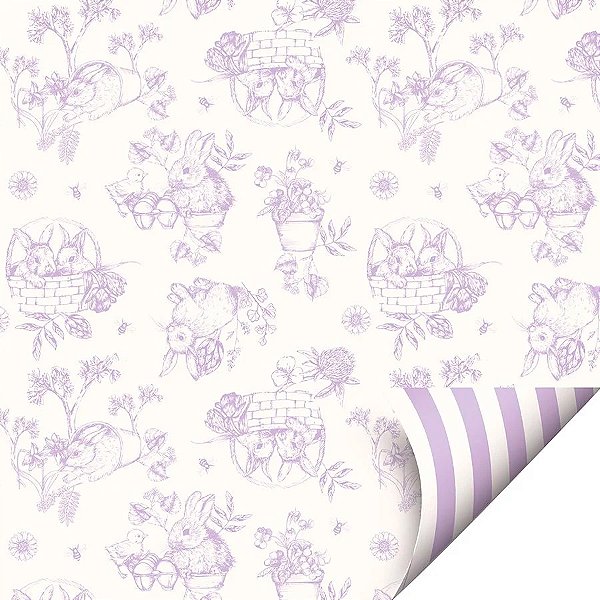 Folha para Ovos de Páscoa Double Face Clássico Francês Lilás 69x89cm - 25 unidades - Cromus - Rizzo