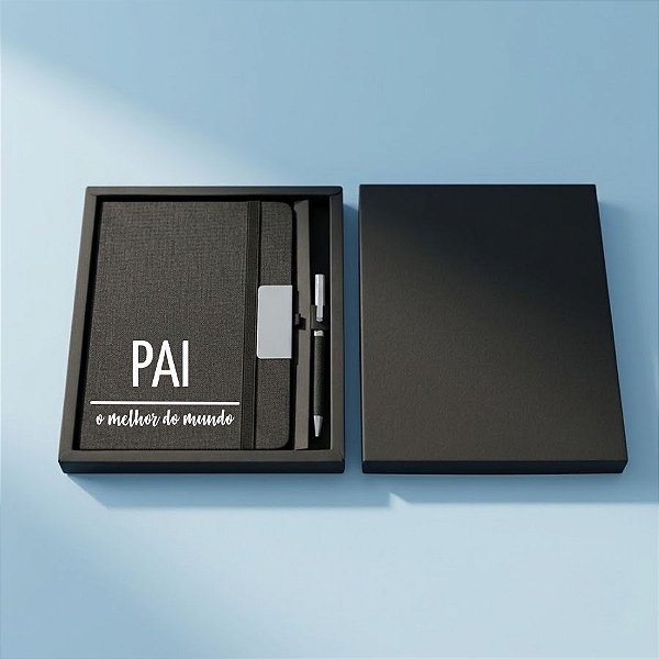 Kit Caderno e Caneta Personalizado Melhor Pai - Preto - 22x19,5cm - 1 unidade - Rizzo