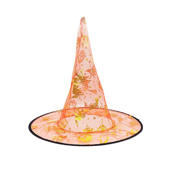 Chapéu de Bruxa Transparente - Laranja - 1 unidade - Rizzo