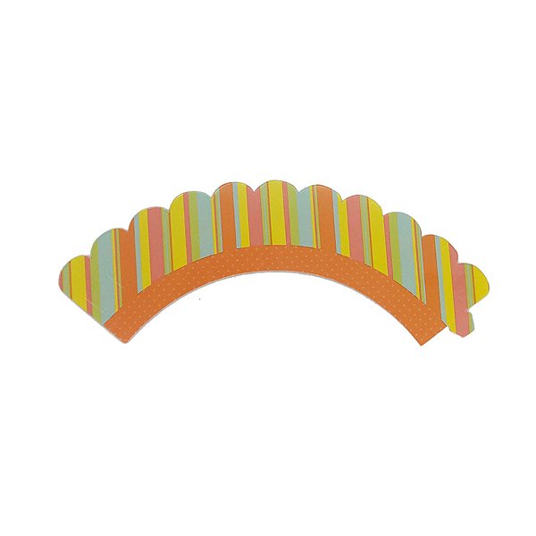 Wrapper para Cupcake - Listrado Colorido - 21,5x5cm - 12 unidades - Cromus - Rizzo
