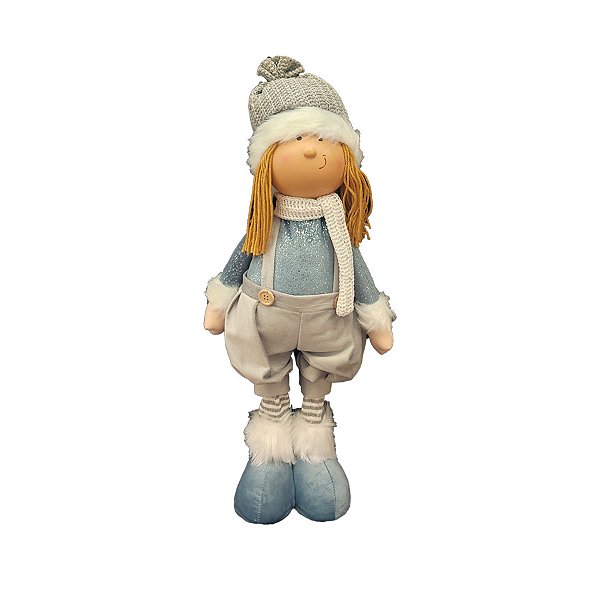 Boneco Decorativo Em Pé de Natal - Azul/Cinza - 50cm - 1 unidade - Rizzo