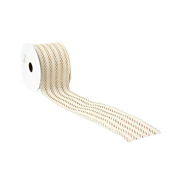 Fita Decorativa de Natal - Branco - 6.3cm x 9.14m - 1 unidade - Rizzo