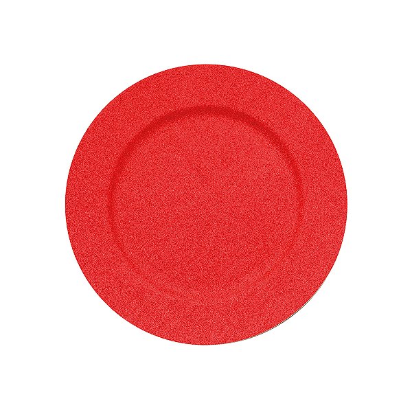 Sousplat Glitter Vermelho - 33cm - 1 unidade - Cromus - Rizzo
