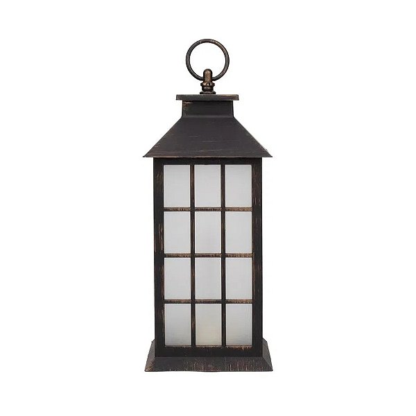 Lanterna de Metal Bronze com LED - 30cm - 1 unidade - Cromus - Rizzo