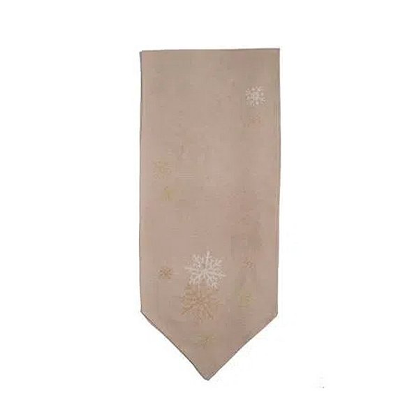 Caminho de Mesa Flocos de Neve Bege/Dourado - 175cm - 1 unidade - Cromus - Rizzo