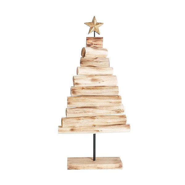 Pinheiro Decorativo de Madeira com Estrela M - 83cm - 1 unidade - Cromus - Rizzo
