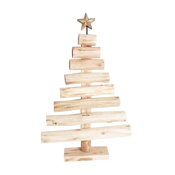 Pinheiro Decorativo de Madeira com Estrela G - 106cm - 1 unidade - Cromus - Rizzo