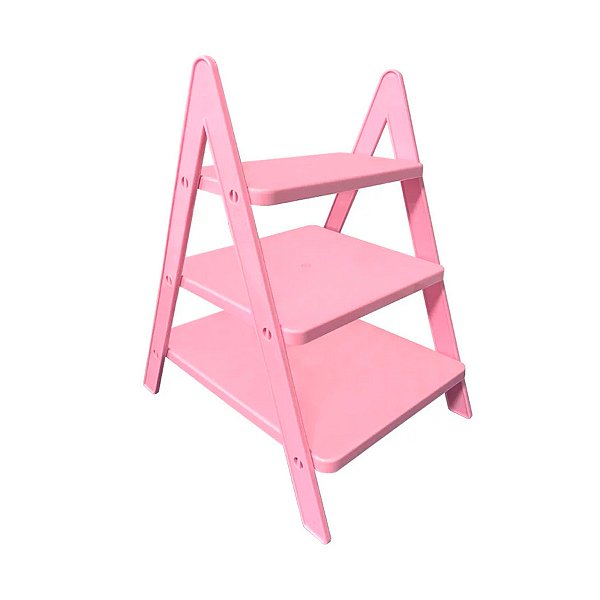 Escada de Mesa de 3 Andares Rosa Bebê - 21x17x29cm - 1 unidade - Rizzo