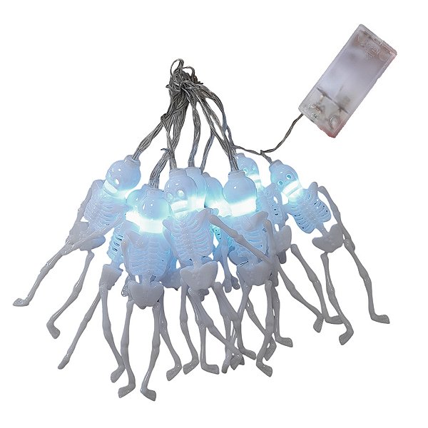 Cordão com Led Branco - Esqueleto de Halloween - 1,8 metros - 1 unidade - Rizzo