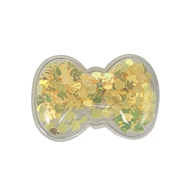 Aplique Laço Amarelo com Glitter - 2 unidades - Rizzo