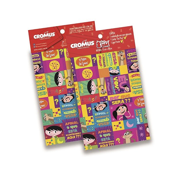 Saco para Presente e Lembrancinhas c/ Tag e Laço de Cor Sortida - Festa Luna - 1 unidade - Cromus - Rizzo