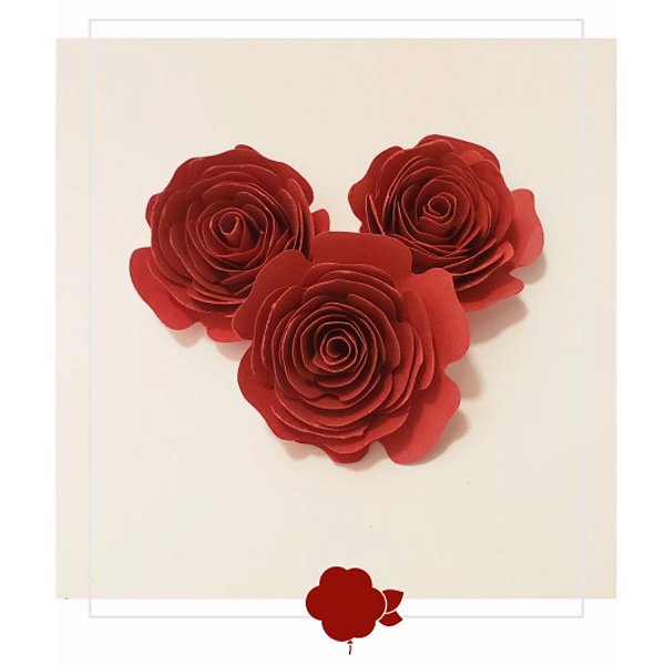 Topo de Bolo Rosas Marsala P - 3 unidades - Amora - Rizzo