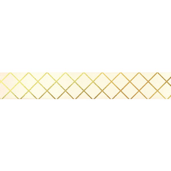 Fita de Cetim Decorada Hot Stamping Elegance Marfim 22mm - 10 metros - 1 unidade - Cromus