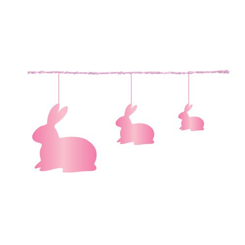 Fio Metalizado Fantasia Coelhos Rosa 2,70m - 01 unidade - Cromus Páscoa - Rizzo Embalagens