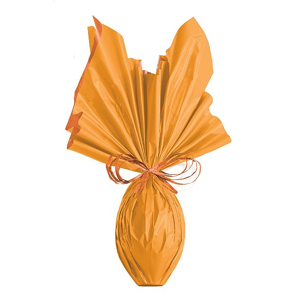 Folha para Ovos de Páscoa Double Face Acetinado Laranja 69x89cm - 5 unidades - Cromus Páscoa - Rizzo Embalagens