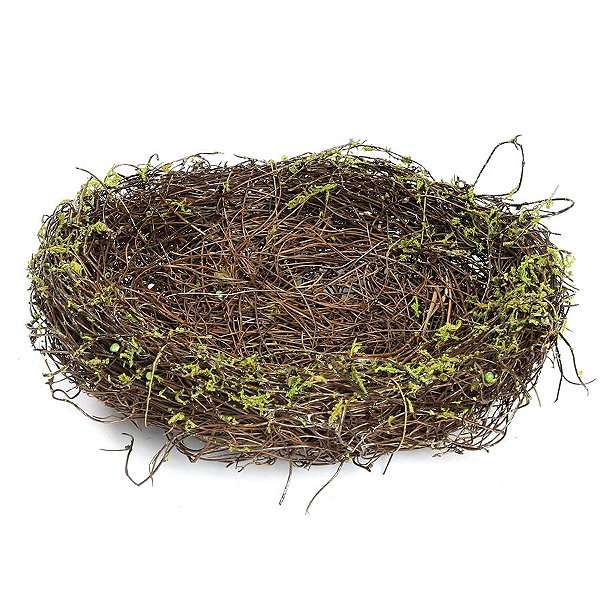 Ninho em Rattan Verde Rústico - G 20cm - Cromus Páscoa - Rizzo Embalagens